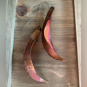Handmade artisan copper statement earrings